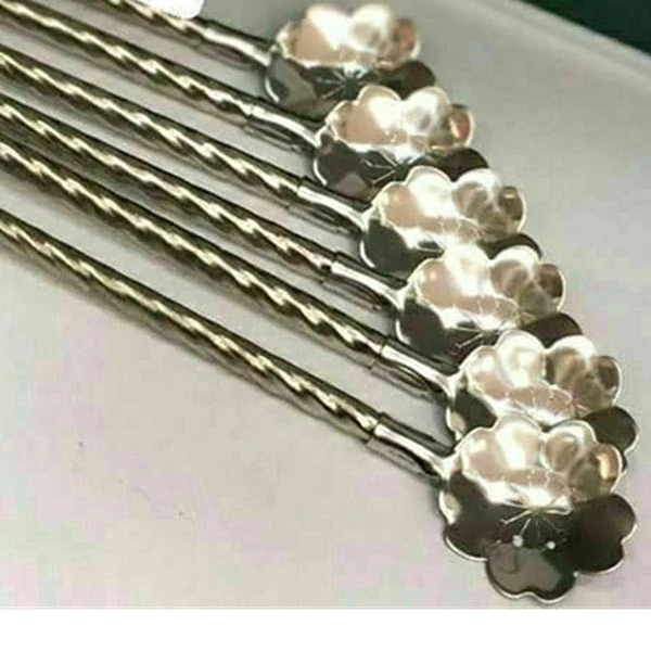 نی قاشق دار استیل  طرح گل