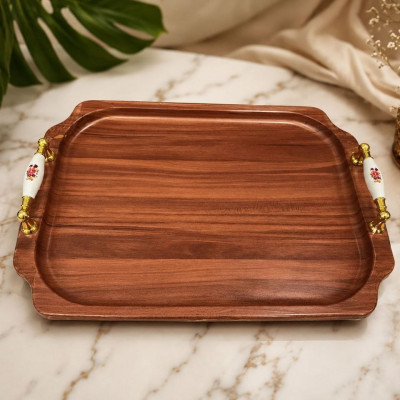 سینی پایه دار طرح چوب